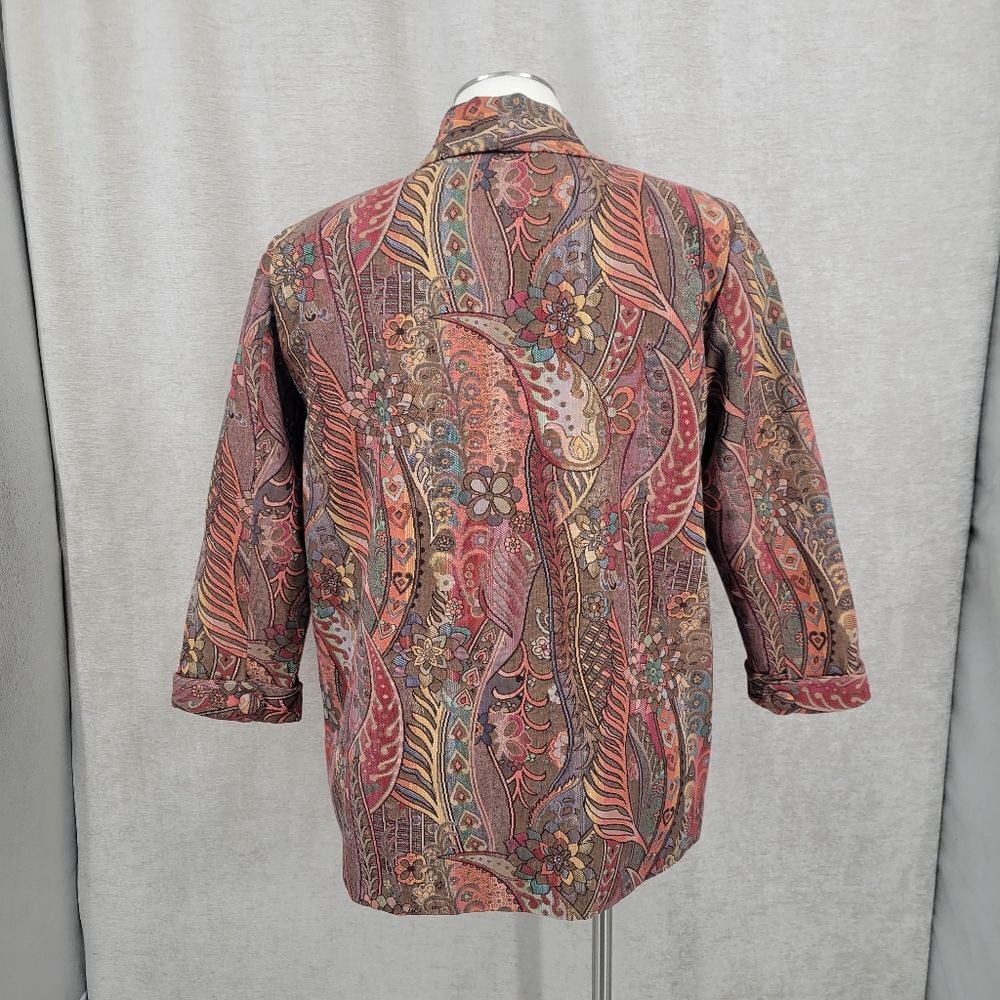Blazer Smoking Jacket Swing Coat Jacquard Tapestry Abstract Paisley Vintage 80s - Picture 9 of 15